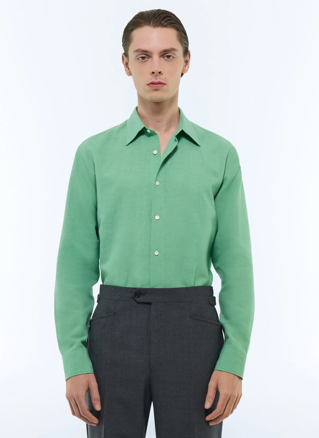 Swallow Collar Shirt In Linen And Cotton