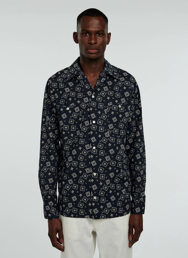 Cotton poplin shirt with bandana print