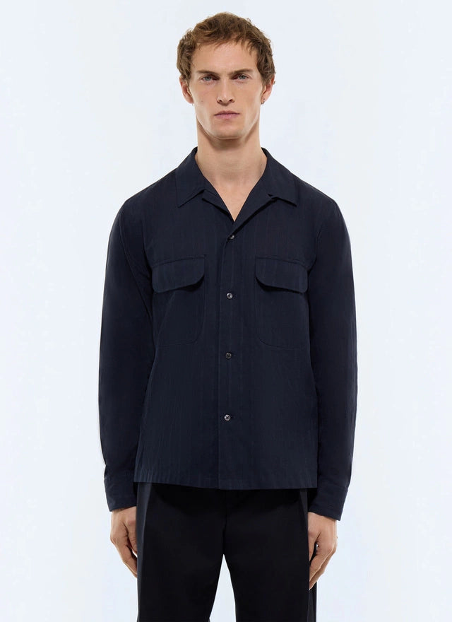 Textured striped cotton shirt