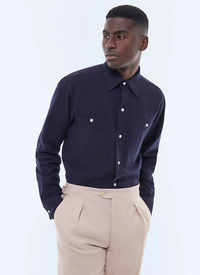 Swallow Collar Cotton Flannel Shirt