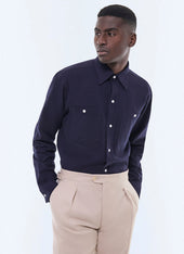 Swallow collar cotton flannel shirt