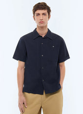Cotton seersucker short-sleeves shirt