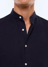 Brushed Cotton Shirt With Grandad Collar