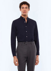 Brushed cotton shirt with grandad collar