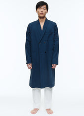 Seersucker dressing gown shirt with stripes