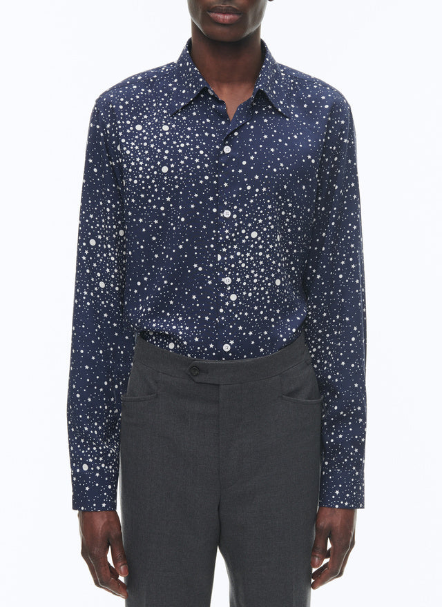 Viscose shirt with swallow collar