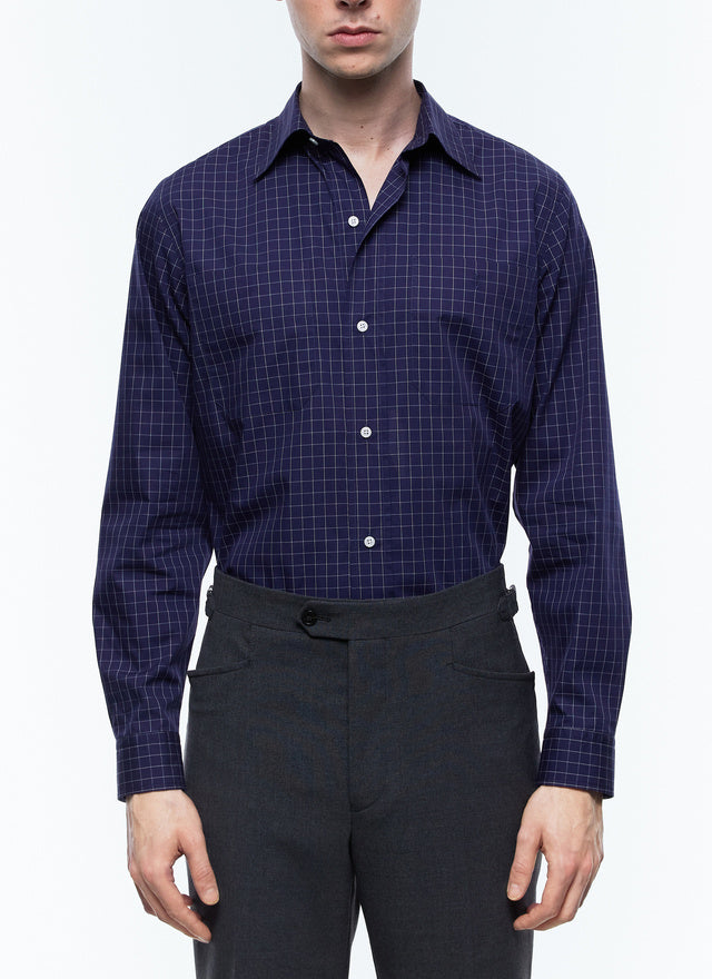 Cotton poplin shirt with checks