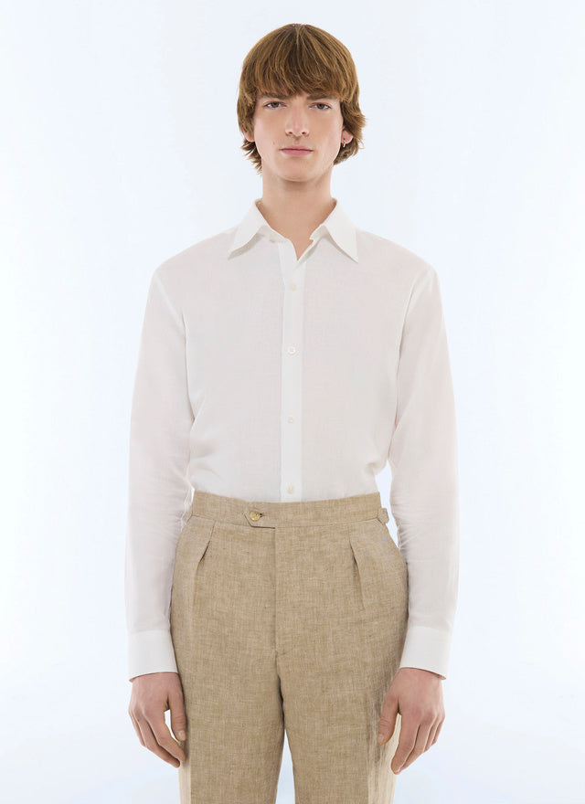 Swallow collar shirt in linen and cotton