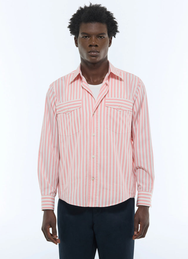 Striped Cotton Swallow Collar Shirt