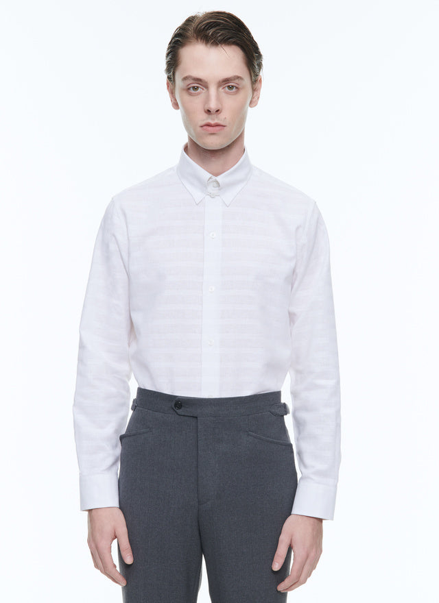 Linen fitted shirt with stripes