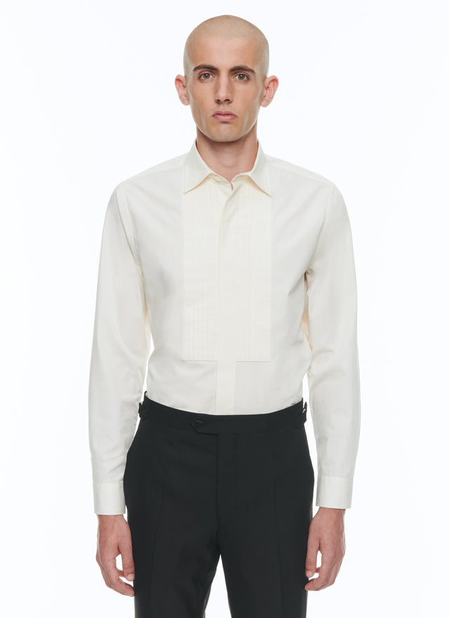 Ecru cotton tuxedo shirt