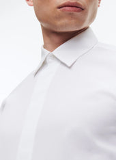 Honeycomb Cotton Hidden Placket Shirt