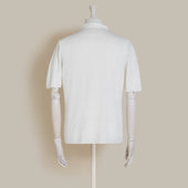 Short Sleeve Knitted Linen Polo Shirt In Off