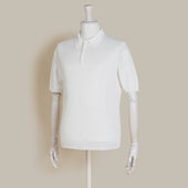 Short Sleeve Knitted Linen Polo Shirt In Off