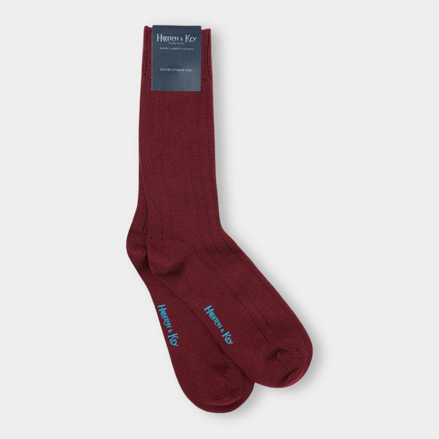 Short Burgundy Heavy Wool Sport Socks