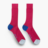 Short Cerise Cotton Socks With Contrast Heel Toe