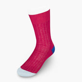 Short Cerise Cotton Socks With Contrast Heel Toe