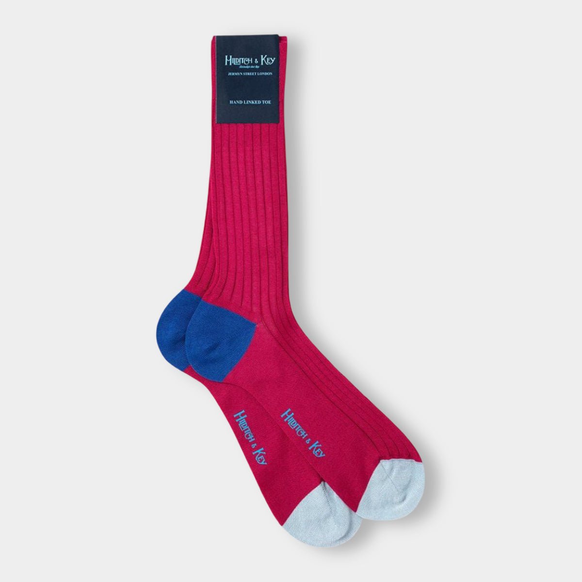 Short Cerise Cotton Socks With Contrast Heel Toe