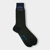 Short Dark Green Herringbone Cotton Socks