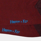 Short Dark Red Herringbone Cotton Socks