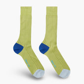 Short Light Green Cotton Socks With Contrast Heel Toe
