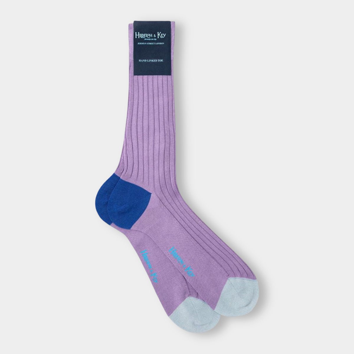 Short Lilac Cotton Socks With Contrast Heel Toe
