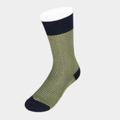 Short Green Navy Houndstooth Cotton Socks