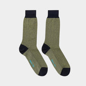 Short Green Navy Houndstooth Cotton Socks