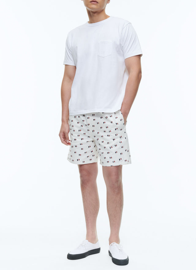 Printed cotton elasticated shorts