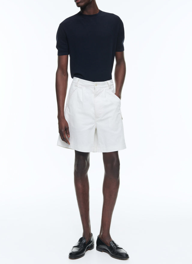 Cotton Canvas Pleated Bermuda Shorts