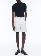 Cotton Canvas Pleated Bermuda Shorts