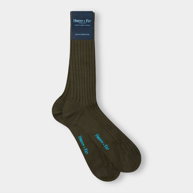 Short Moss Green Cotton Socks