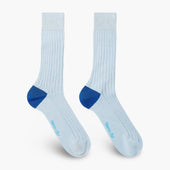 Short Pale Cotton Socks With Contrast Heel Toe