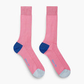 Short Pink Cotton Socks With Contrast Heel Toe