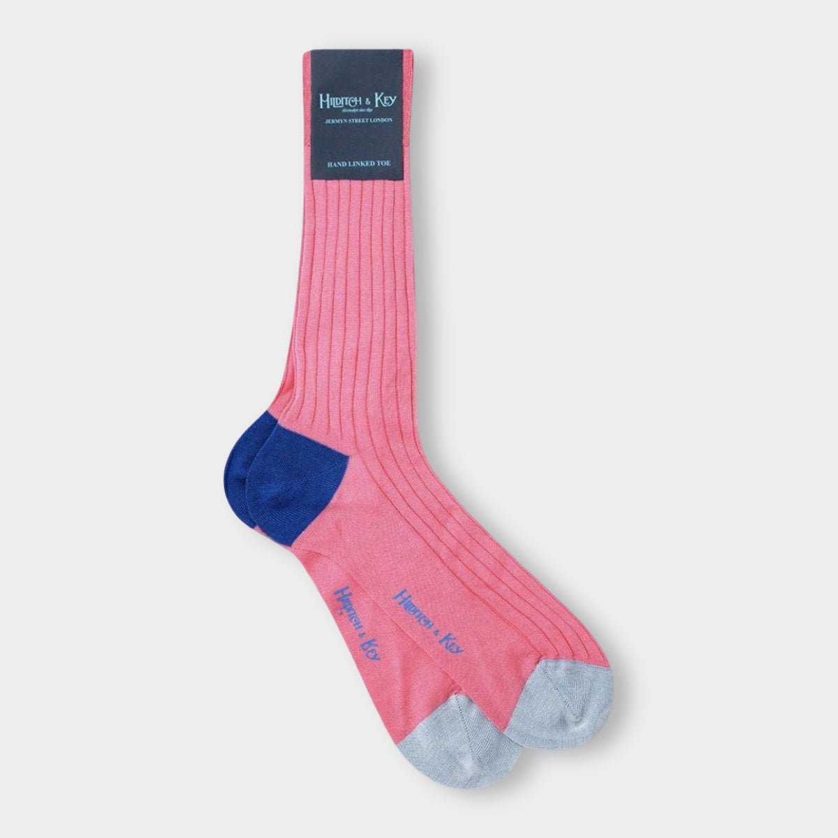 Short Pink Cotton Socks With Contrast Heel Toe