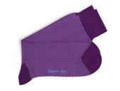 Short Purple Herringbone Cotton Socks