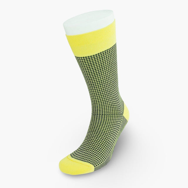Short Yellow & Navy Houndstooth Cotton Socks