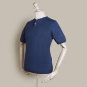 Short Sleeve Knitted Linen Henley Shirt In