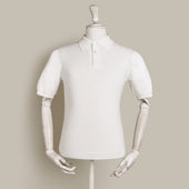 Short Sleeve Lightweight Merino Polo Shirt In Cream