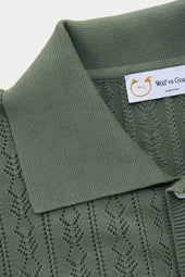 Short Sleeve Cotton Knitted Brera Polo Deep Moss