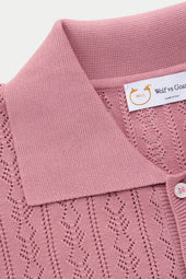 Short Sleeve Cotton Knitted Brera Polo Rosewood