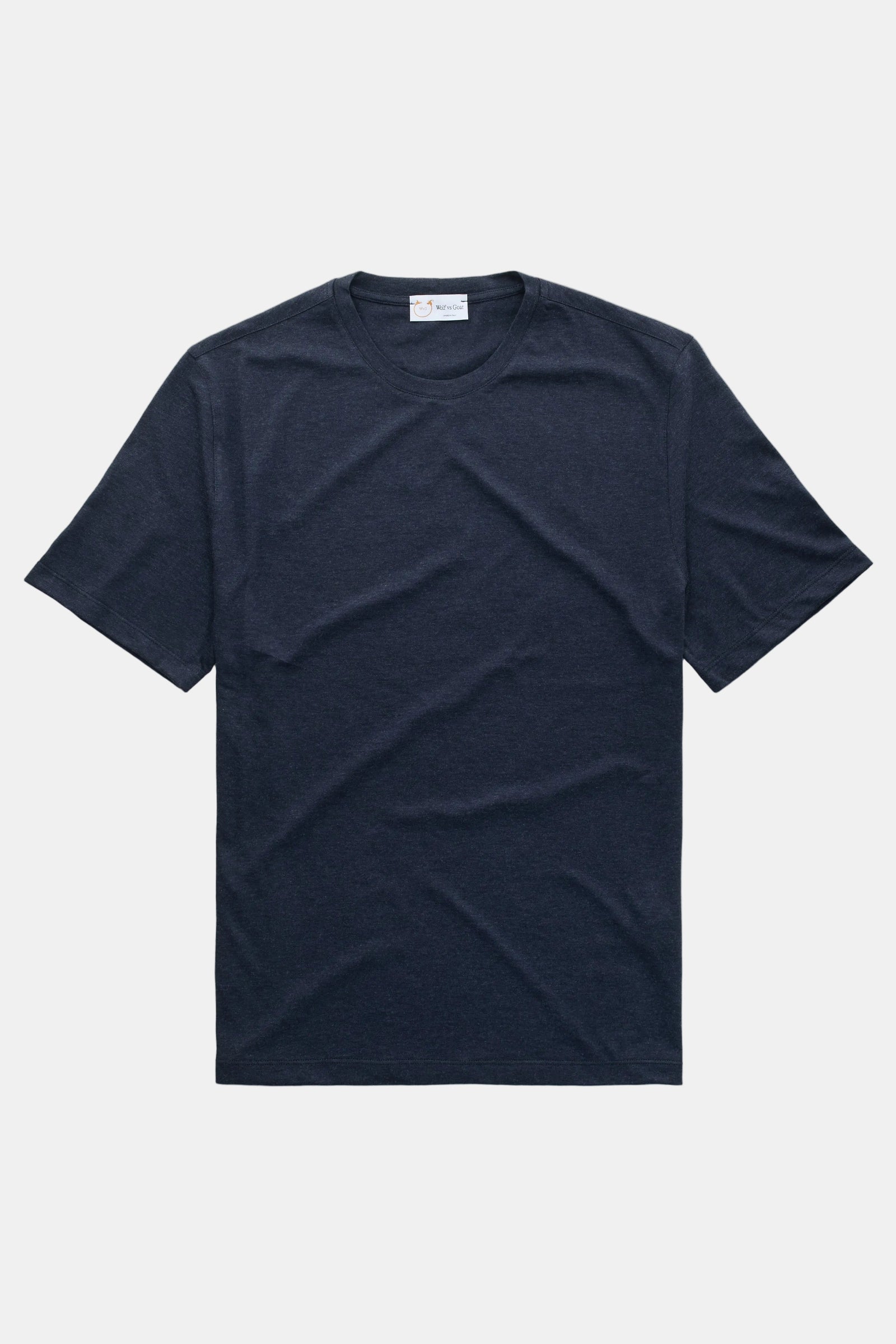 Cotton Cashmere Short Sleeve Crew Neck Tee Dark Blue