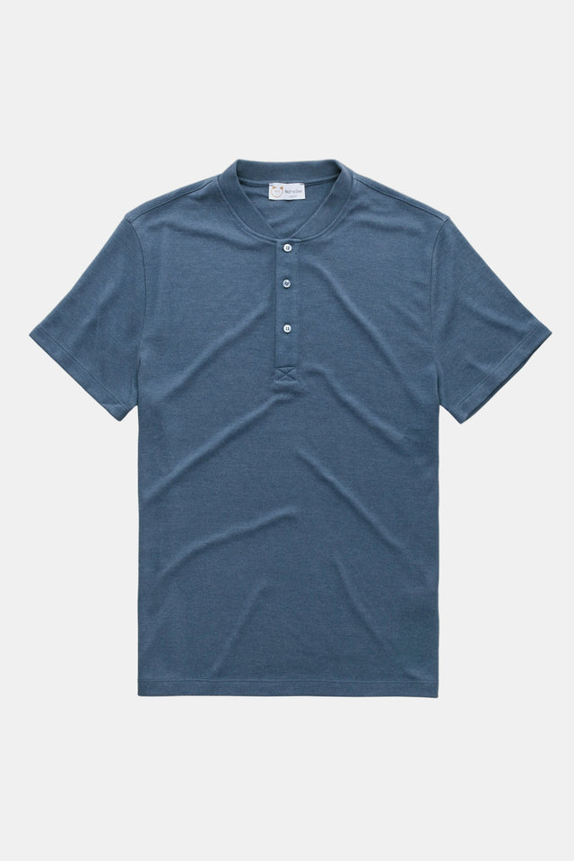 Henley Short Sleeve Bamboo Sorona Interlock Navy