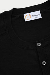 Short Sleeve Wool Knitted Henley Black