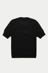 Short Sleeve Wool Knitted Henley Black