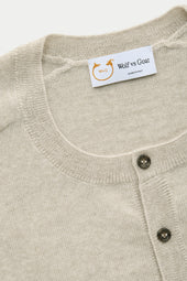 Short Sleeve Wool Knitted Henley Ecru