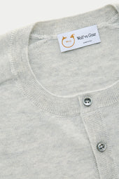 Short Sleeve Wool Knitted Henley Light Grey