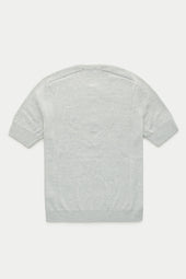 Short Sleeve Wool Knitted Henley Light Grey