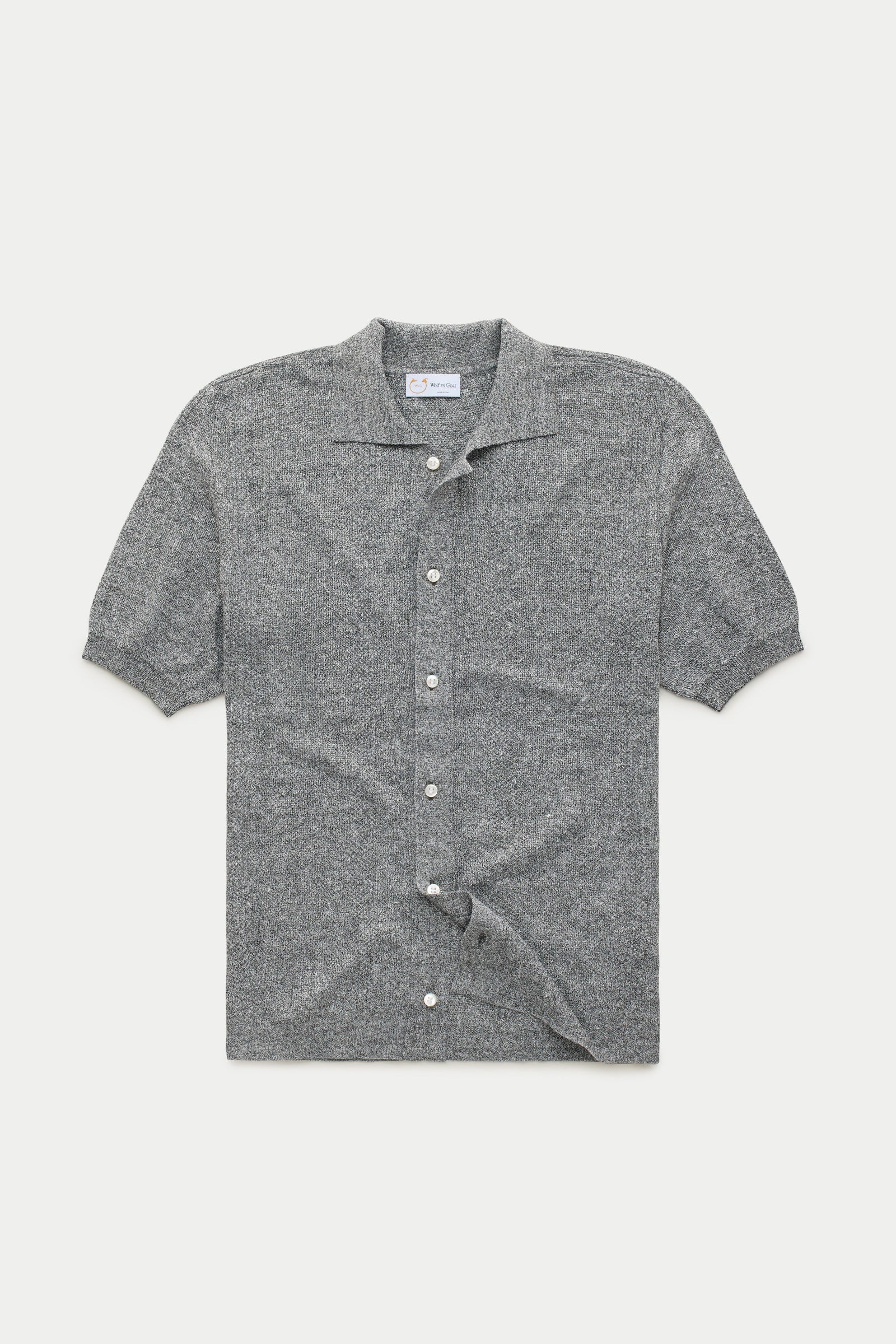 Short Sleeve Linen Cotton Knitted Shirt with Rib Details Zebra