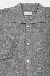 Short Sleeve Linen Cotton Knitted Shirt with Rib Details Zebra